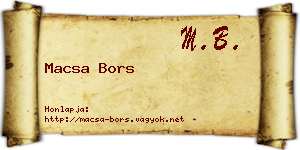 Macsa Bors névjegykártya